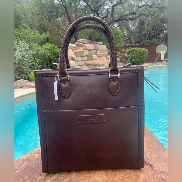 NEW!  Brighton Ferrara Montecito “Leah” Woven Brown Leather Tote / Crossbody Bag - Picture 3 of 12